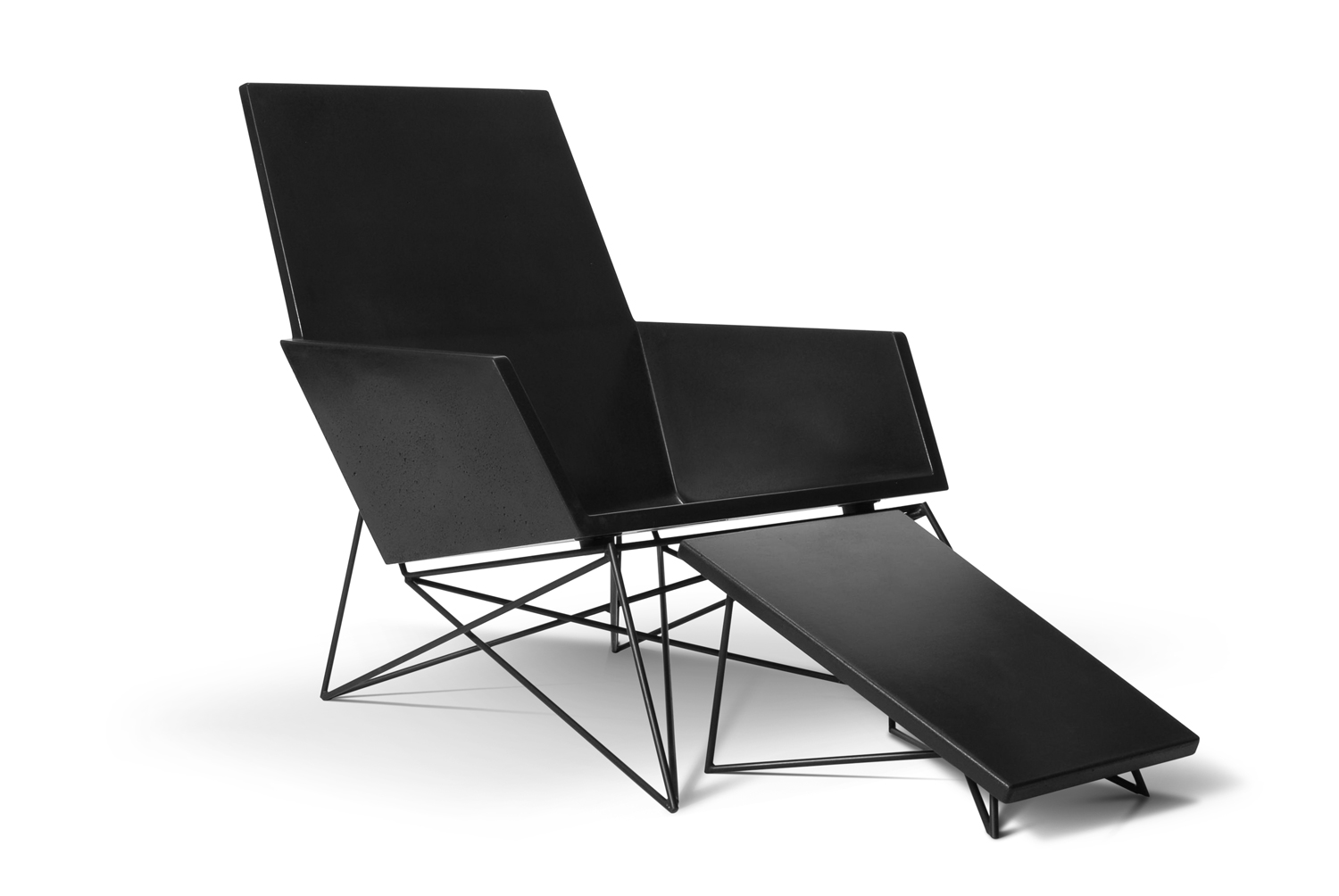 Hard Goods Concrete and Steel Modern Muskoka Outdoor Chair Carbon Edition with Ottoman