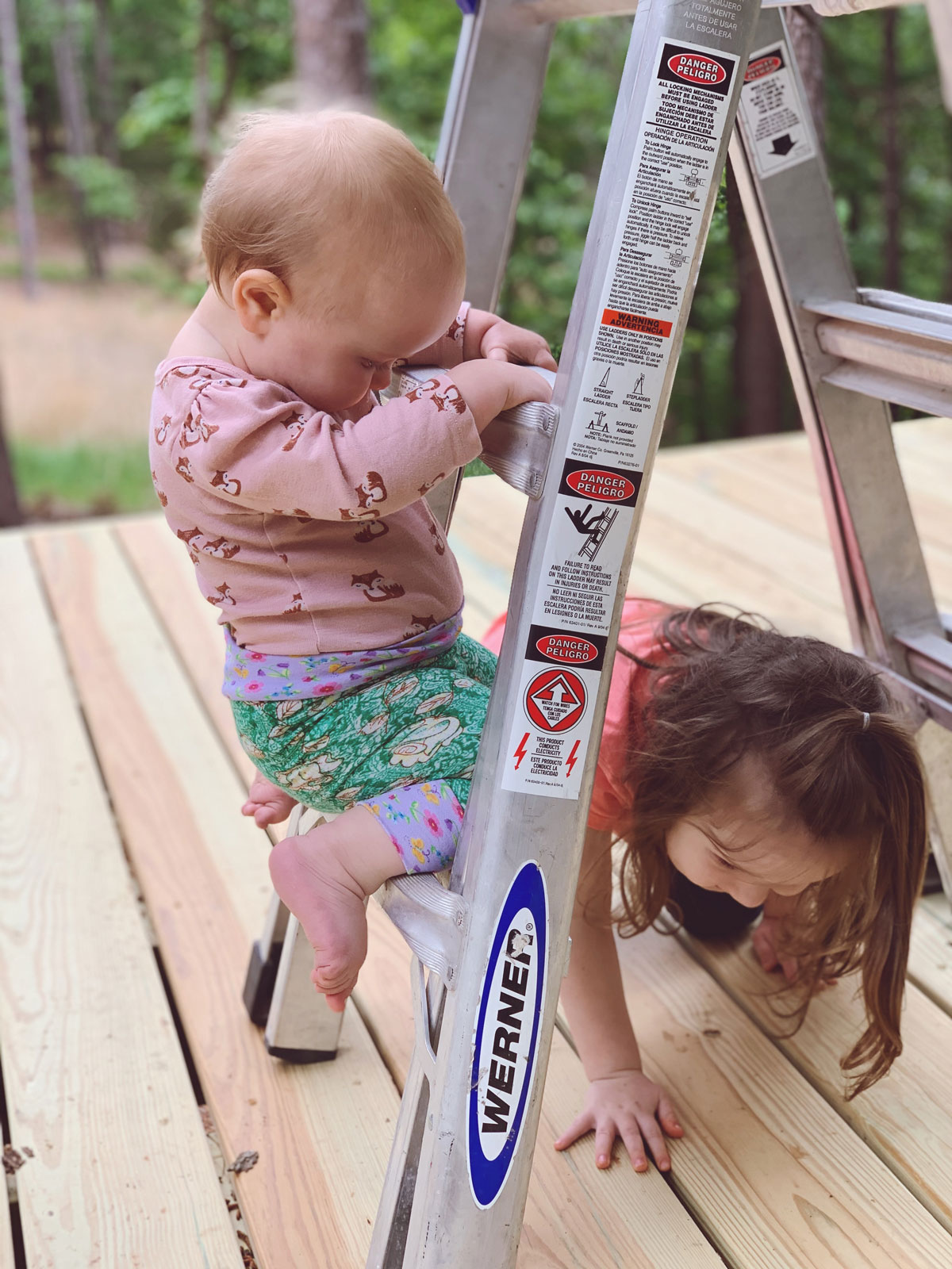 Brandon Gore's daughters playing on the jobsite