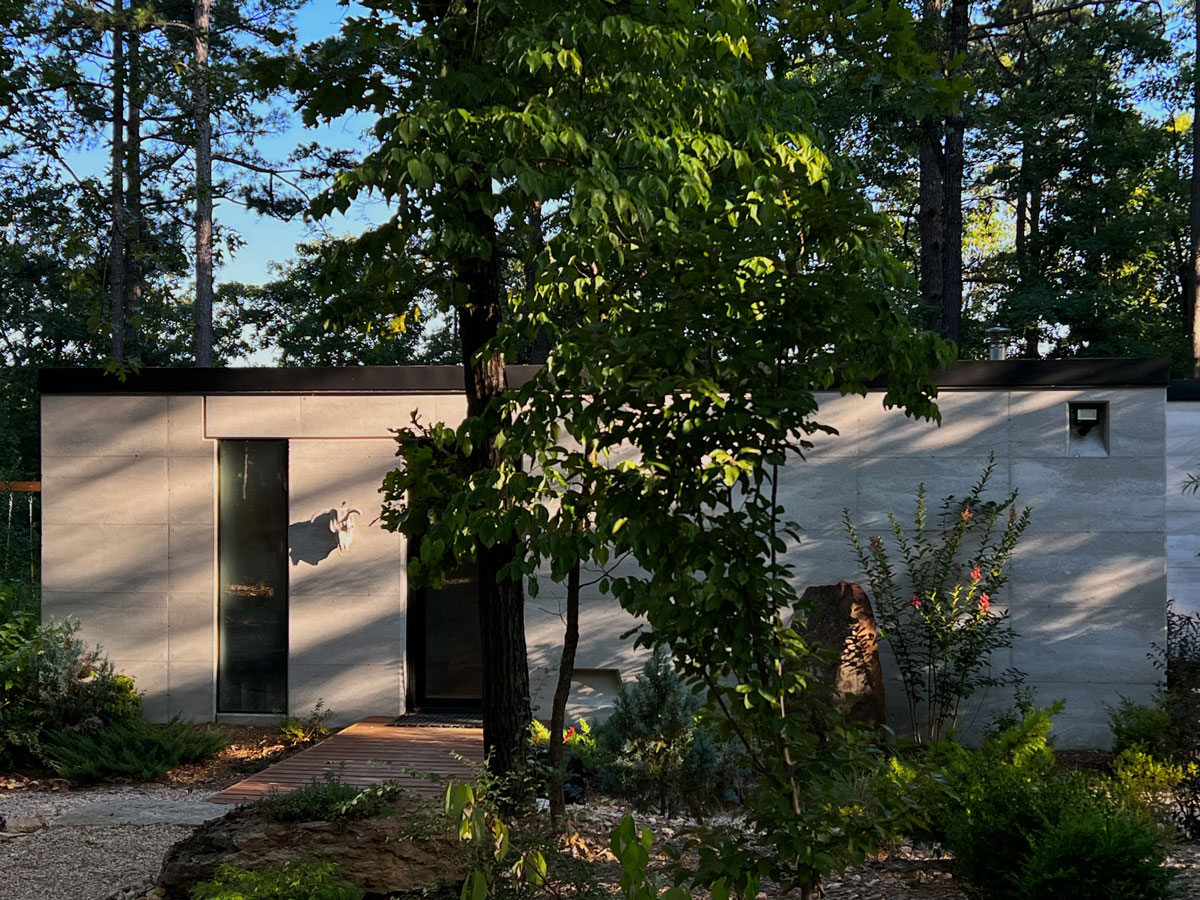 Light and shadow on rammed earth walls