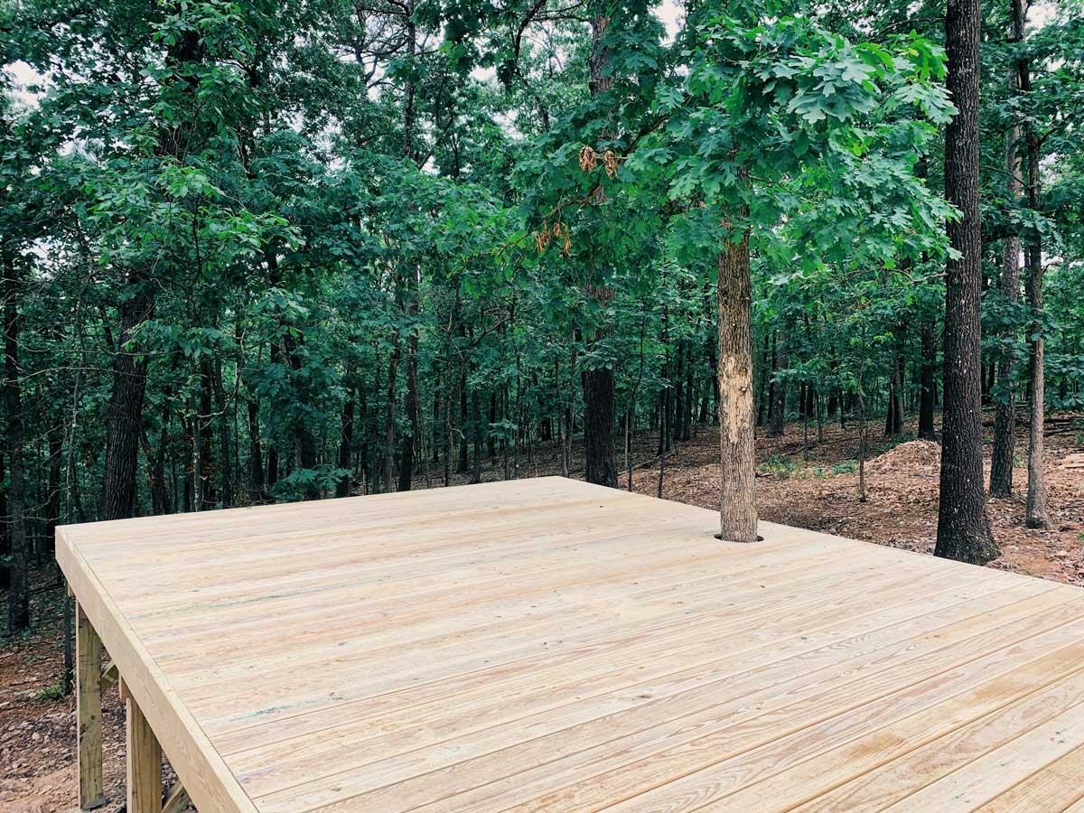 This wood deck will be a great place for relaxing and enjoying nature in the Ozarks.