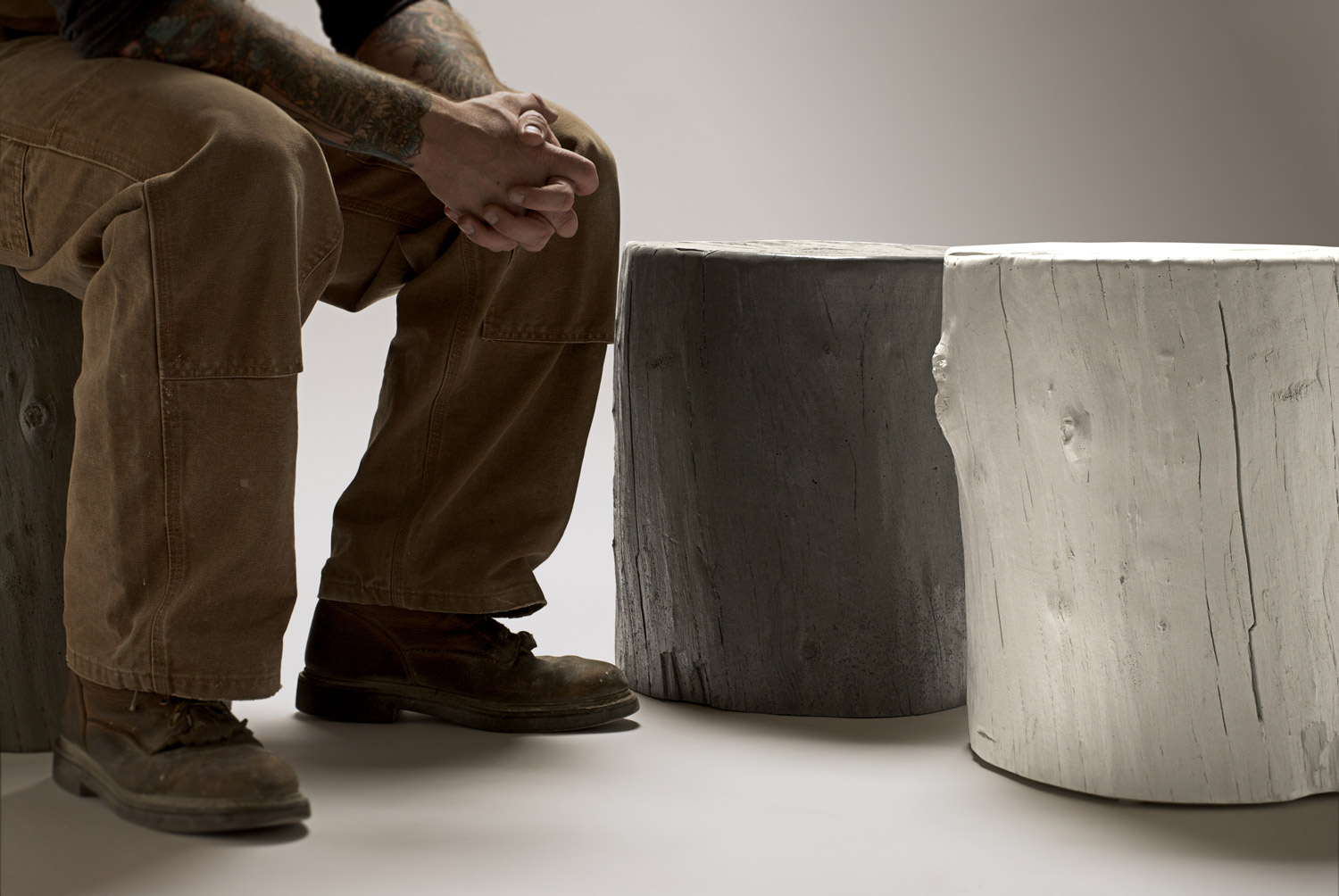 Hard Goods Concrete Knotty Stool, a Concrete Tree Stump Stool that'll Last Forever