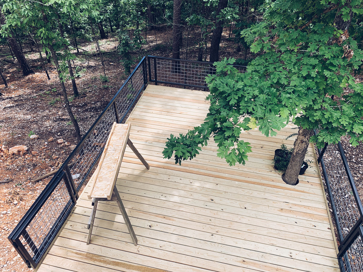 modern deck design and steel railing