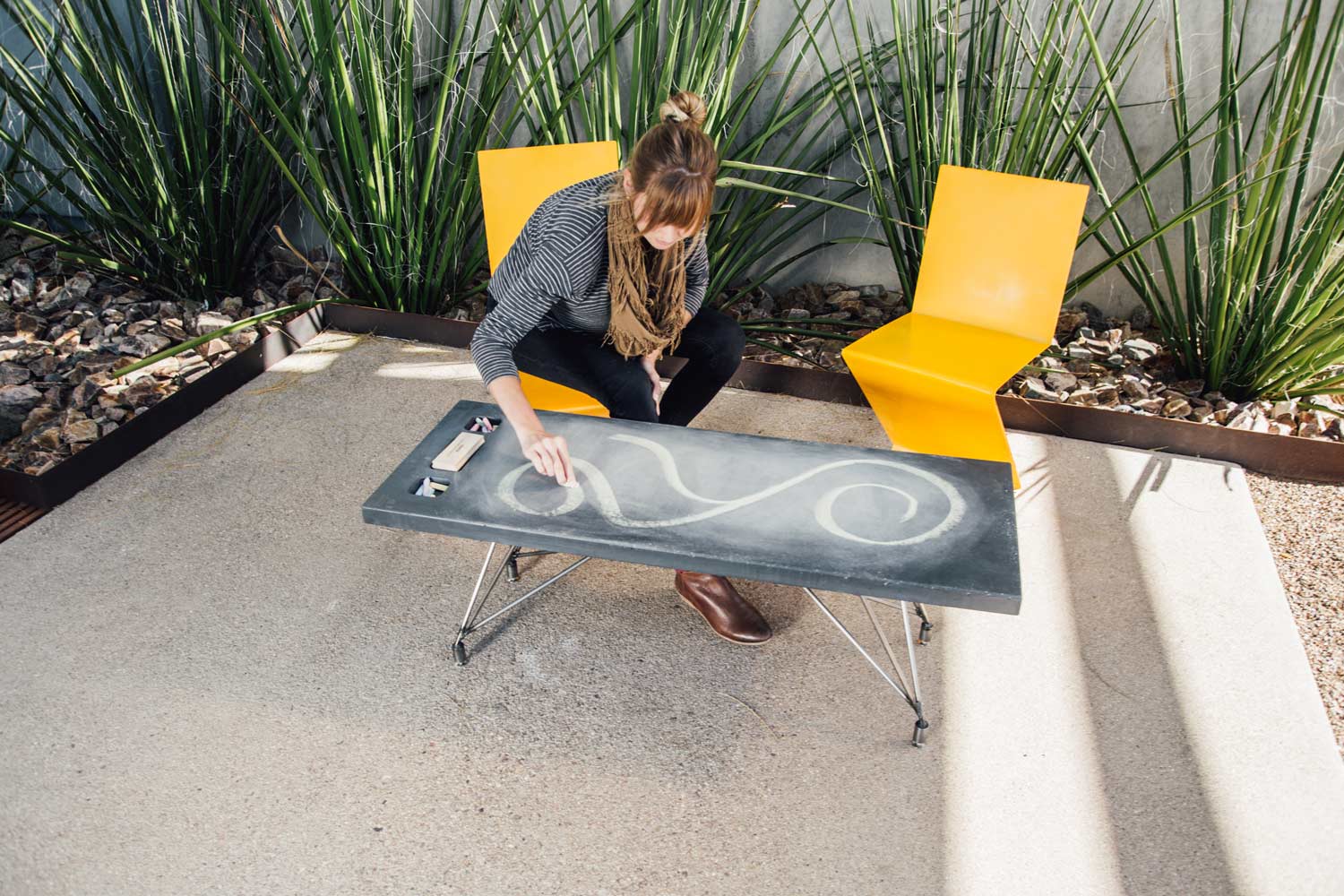 The SLATE Concrete and Steel Chalkboard Coffee Table by Hard Goods Tucson