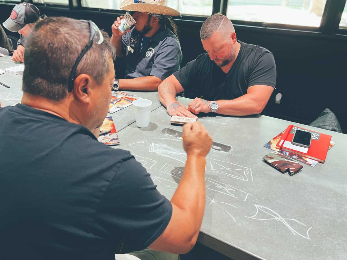 Workshop attendees learning how to design a concrete sink