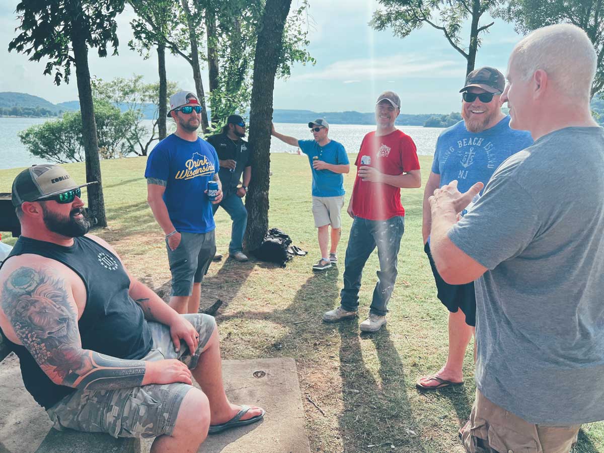 We train hard and we play hard - here the class takes a break at the lake