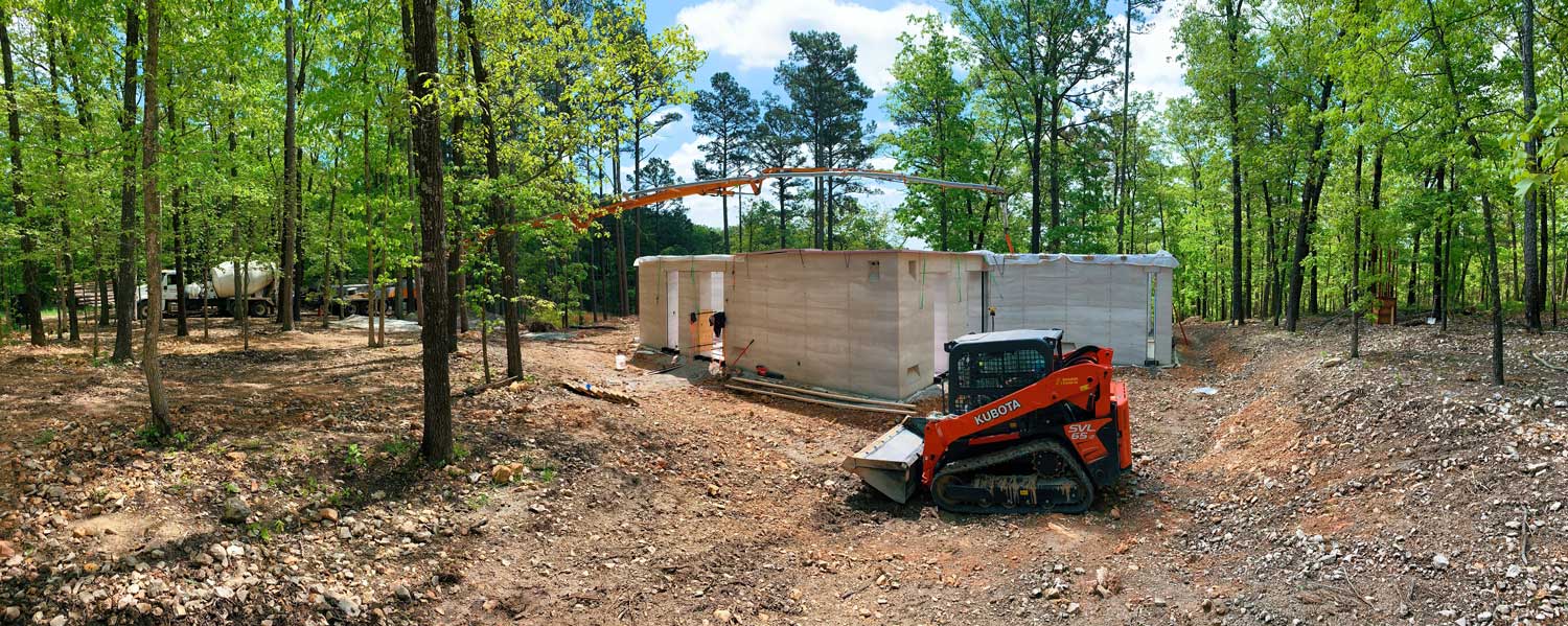 The construction site of a contemporary home in Arkansas 